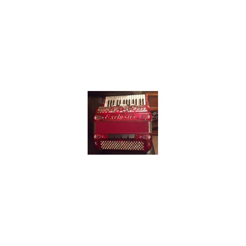 Exclusive 3 voice Accordion 30/107 bass Red with decoration Used Exclusive 3 voice Accordion 30/107 bass Red with decoration Used