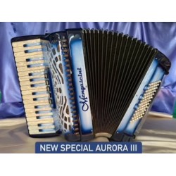 New Special Blue 34 key 72 Bass Swing 3 Voice Mengascini Aurora III Piano Accordion