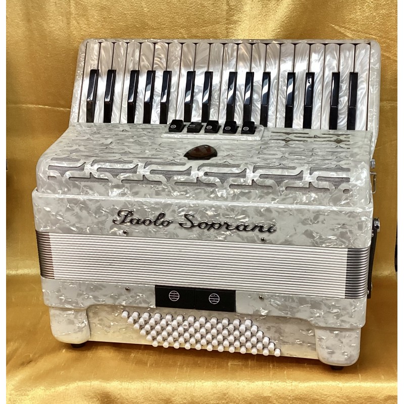 Paolo Soprani Studio 34 Key 72 Bass 3 Voice White Piano Accordion Used