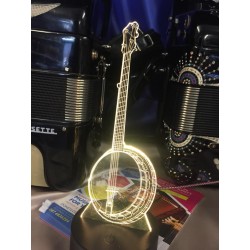 LED Banjo Acrylic Table Night Light Decorative 3D Illusion 7 Color Change