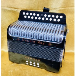 Hohner B/C Double Ray Black Dot Button Accordion Used