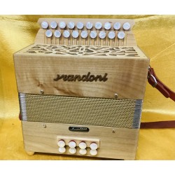 Brandoni Jupiter 19 D/C Folk Style Wooden 2 voice 2 Row dry tuned Button Accordion Used