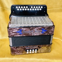 Hohner B/C Double Ray Black Dot Deluxe 3 Voice Button Accordion Used