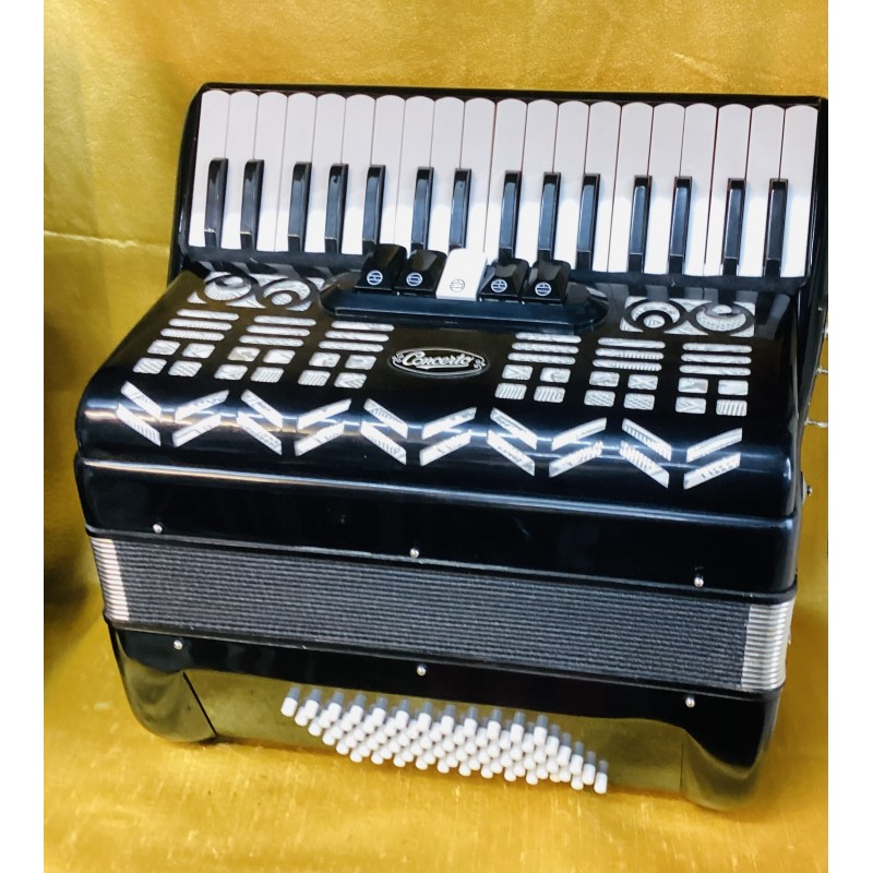 New Concerto 34 key 72 bass 3 voice Piano Accordion Black