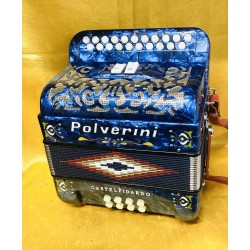 Polverini B/C 3 Voice Button Accordion Blue With Decor Used