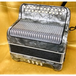 Silver Grey 1940s C/Csharp 4 voice 2 Row accordion Used