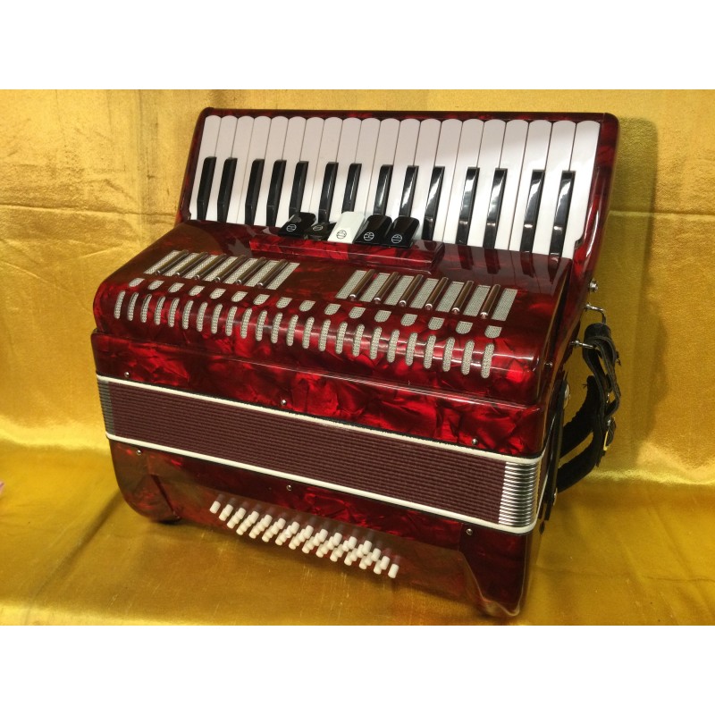 Boorinwood 34 key 48 bass 3 voice Piano Accordion Red Used