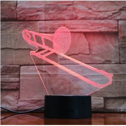 LED Trombone Acrylic Table Night Light Decorative 3D Illusion 7 Color Change