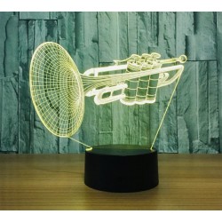 LED Trumpet Acrylic Table Night Light Decorative 3D Illusion 7 Color Change