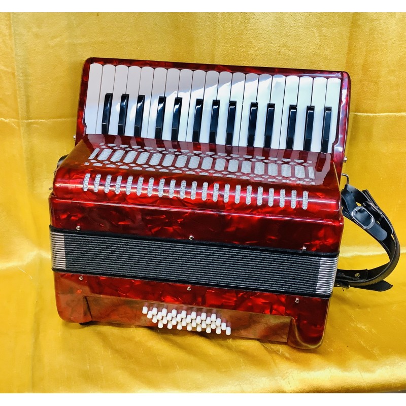 New 32 Key 32 Bass 2 voice Piano Accordion Red