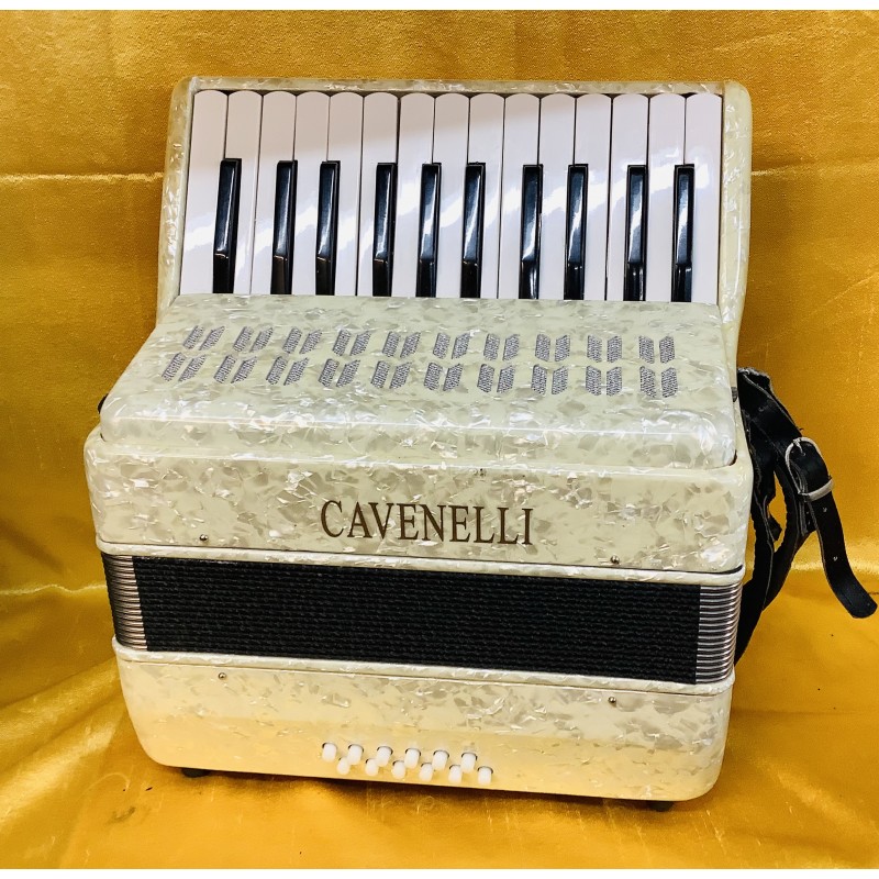 Cavenelli 25 key 12 bass White Piano Accordion used